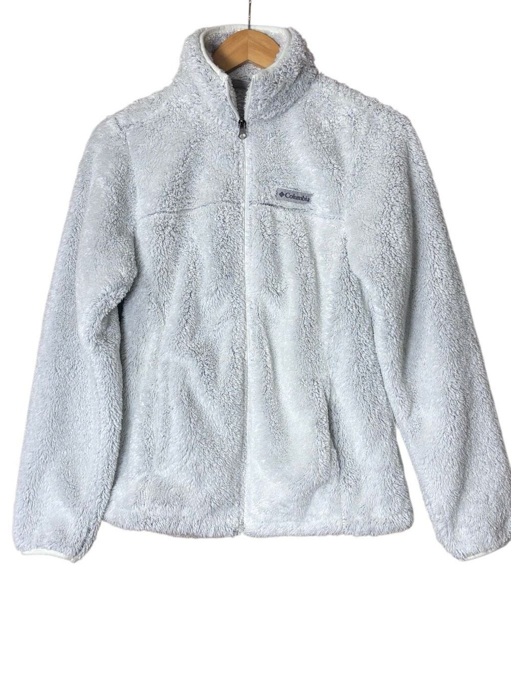 Columbia Cloudy Day Fleece Full Zip Jacket Women small Gray Mock Neck